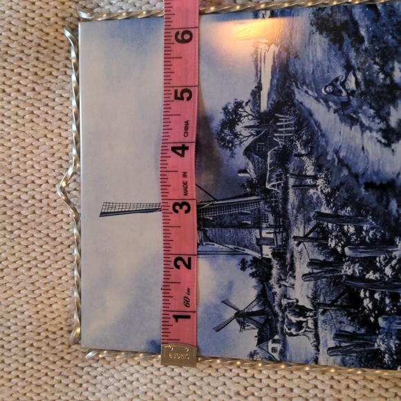 Delft Trivet, tile. Royal Mosa, Holland, Vintage, Metal frame Blue and white. - Picture 5 of 7